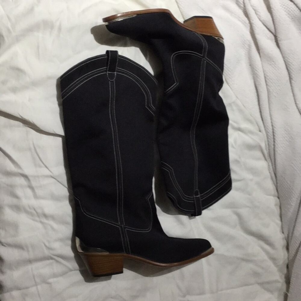 Colette 9 microfiber black nylon western boot NWT